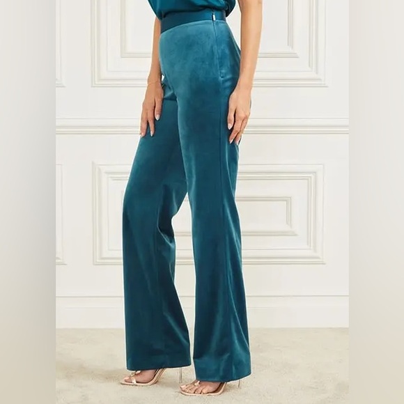 New Marciano by Guess Lilli Blue Opal Velvet Wide Leg Pants Trousers MSRP $200 - Picture 6 of 13